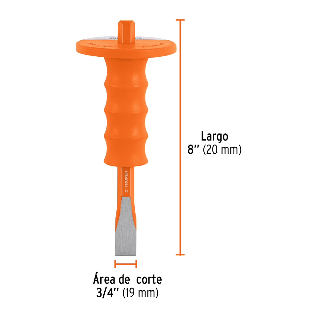 Cincel de corte frío 3/4 x 8" con grip, TRUPER C-3/4X8G (12278)