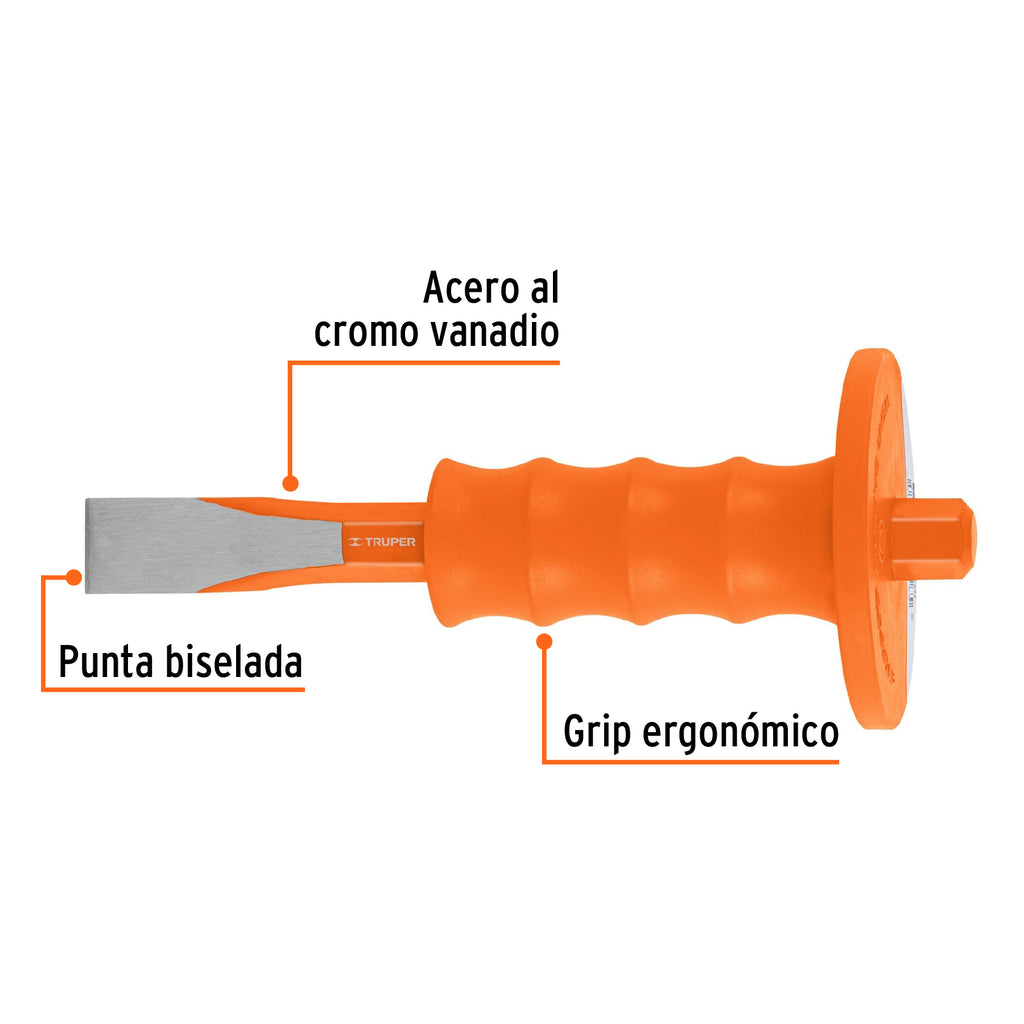 Cincel de corte frío 7/8 x 8" con grip, TRUPER C-7/8X8G (12277)