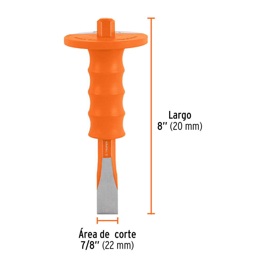 Cincel de corte frío 7/8 x 8" con grip, TRUPER C-7/8X8G (12277)