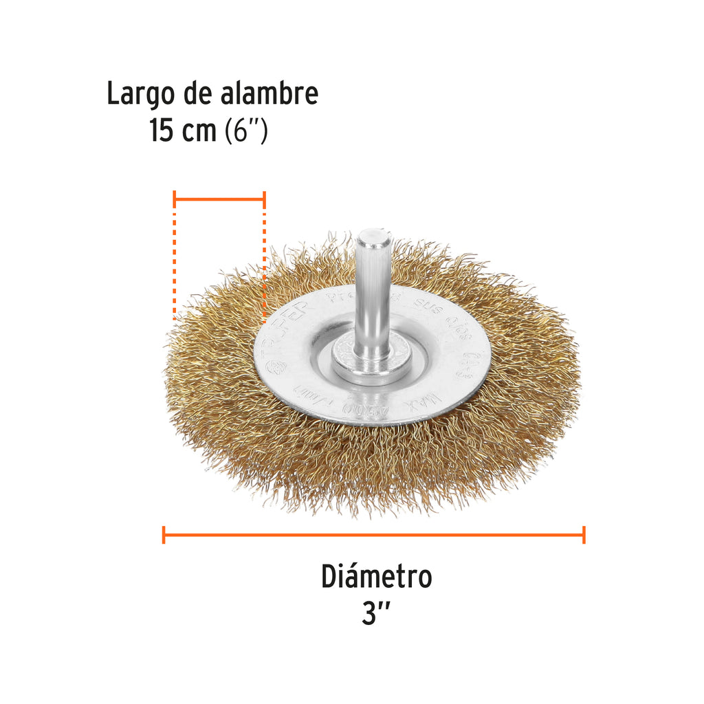 Carda circular 3" alambre grueso para taladro TRUPER CA-3 (11570)