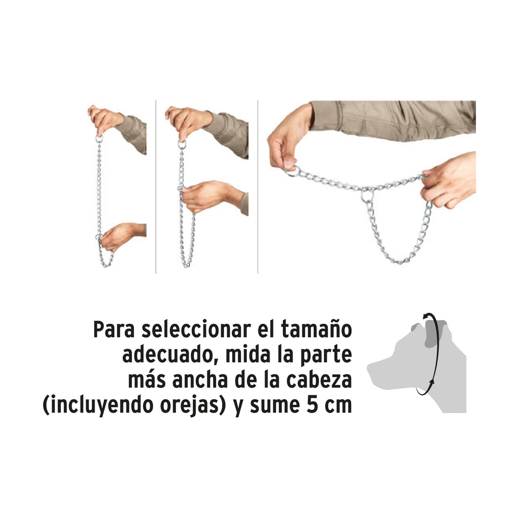 Collar de entrenamiento para perro, 45 cm, eslabón 2.5 mm, FIERO CACA-25 (44290)