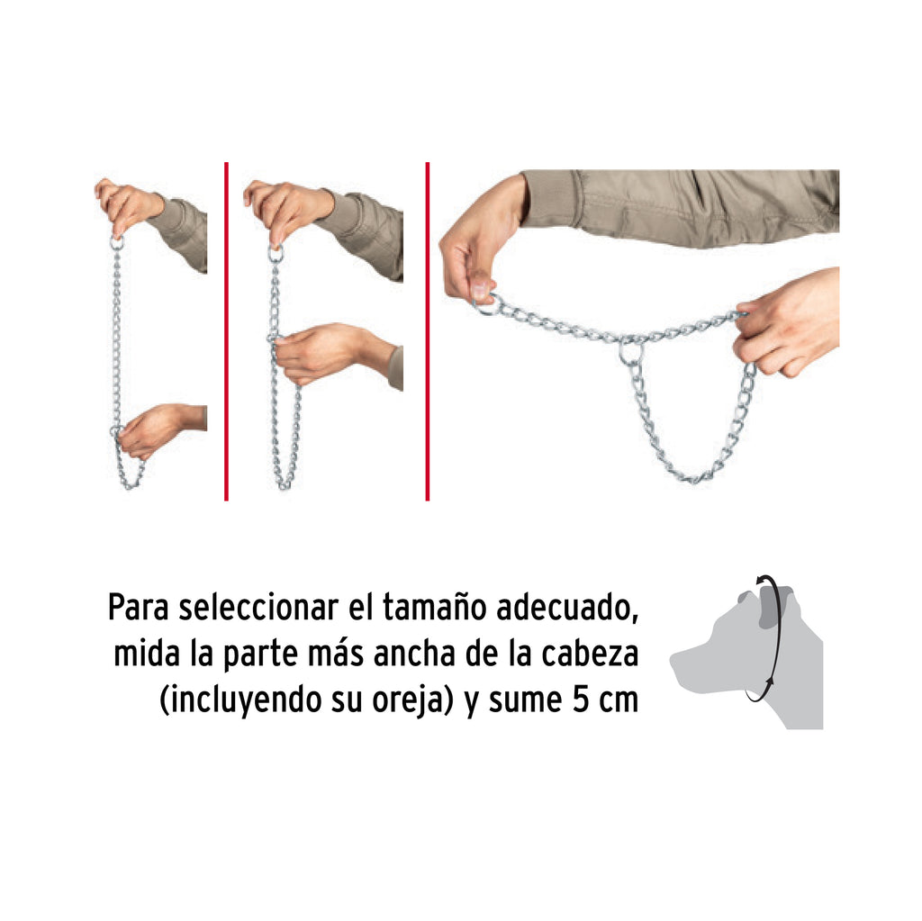 Collar de entrenamiento para perro, 50 cm, eslabón de 3 mm, FIERO CACA-30 (44291)