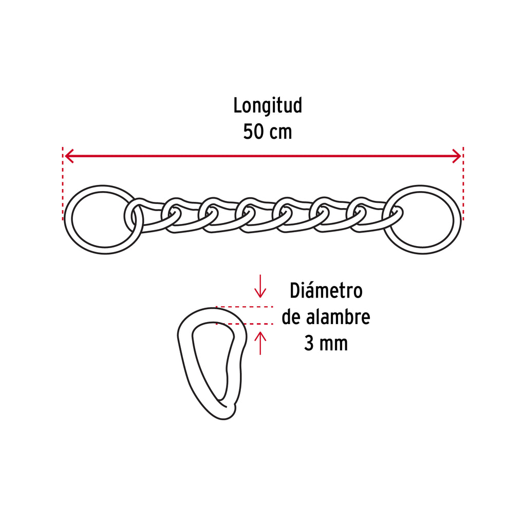 Collar de entrenamiento para perro, 50 cm, eslabón de 3 mm, FIERO CACA-30 (44291)