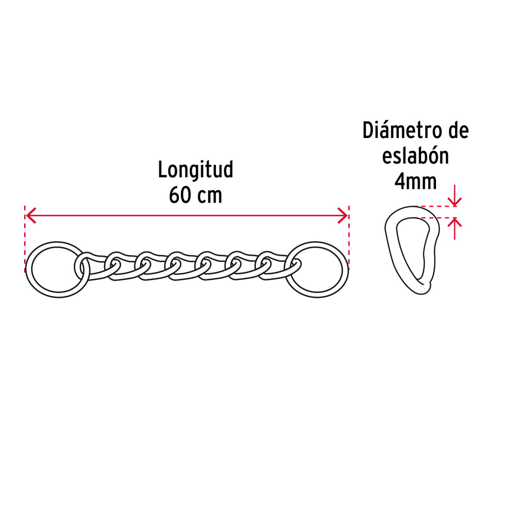 Collar de entrenamiento para perro, 60 cm, eslabón de 4 mm, FIERO CACA-40 (44293)