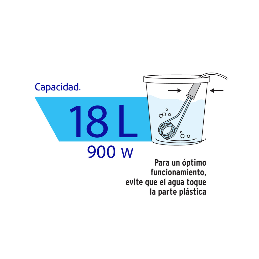 Resistencia calentador de inmersión p/agua #5 de 18 L, 900 W, VOLTECK CAGU- 5 (46307)