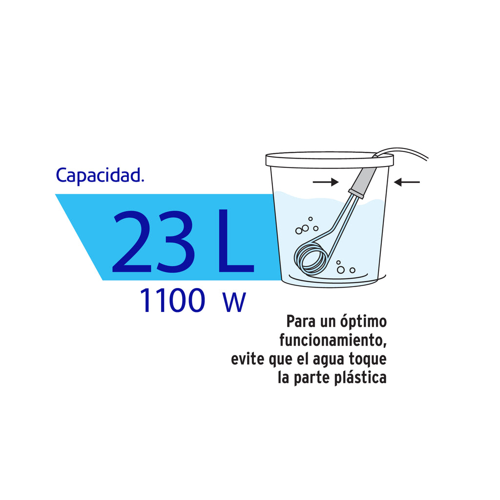 Resistencia calentador de inmersión p/agua #6 de 23 L, 1100 W, VOLTECK CAGU- 6 (46308)