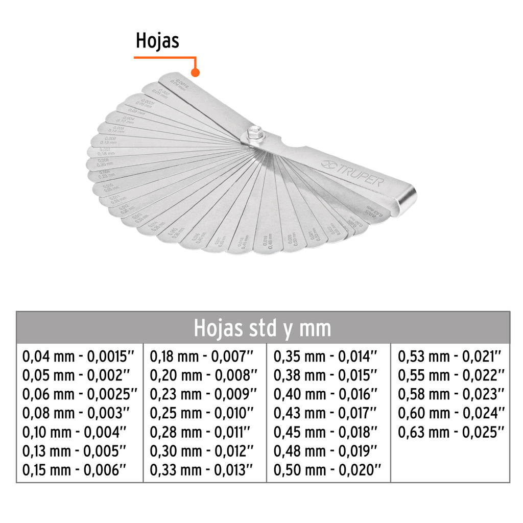 Calibrador de 26 hojas std TRUPER CAL-26 (14396)