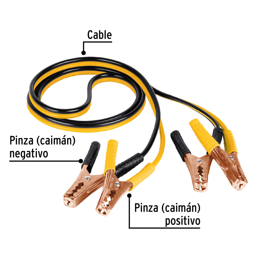 Cables pasa corriente 2.5m, 125 A, 10 AWG, con funda, PRETUL CAP-2510P (22808)