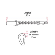 Cargar imagen en el visor de la galería, Correa de 1.2 m de paseo para perro, eslabón 2 mm, FIERO CAPE-20 (44280)