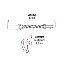 Cargar imagen en el visor de la galería, Correa de 1.2 m de paseo para perro, eslabón 2.5 mm, FIERO CAPE-25 (44281)