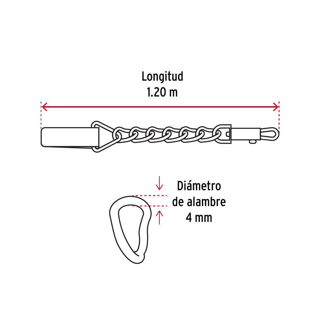 Correa de 1.2 m de paseo para perro, eslabón 4 mm, FIERO CAPE-40 (44284)