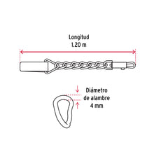 Cargar imagen en el visor de la galería, Correa de 1.2 m de paseo para perro, eslabón 4 mm, FIERO CAPE-40 (44284)