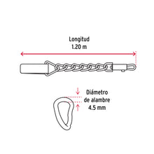 Cargar imagen en el visor de la galería, Correa de 1.2 m de paseo para perro, eslabón 4.5 mm, FIERO CAPE-45 (44285)