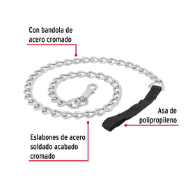 Correa de 1.2 m de paseo para perro, eslabón 5 mm, FIERO CAPE-50 (44286)