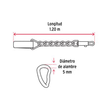 Cargar imagen en el visor de la galería, Correa de 1.2 m de paseo para perro, eslabón 5 mm, FIERO CAPE-50 (44286)