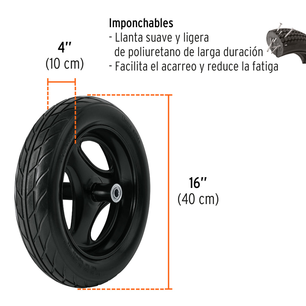 Carretilla 8 ft3 Imponchable, naranja, TRUPER CAR-81FF (100177)