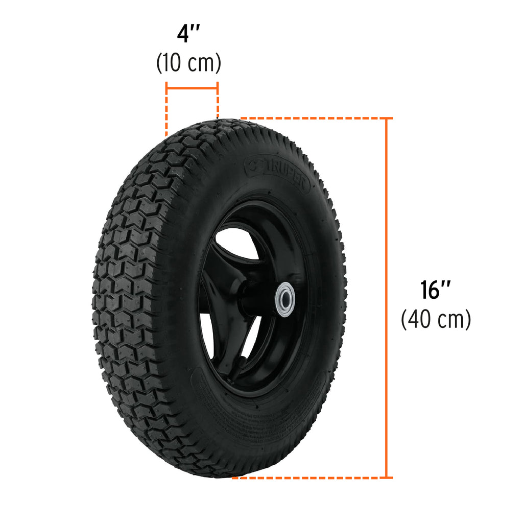 Carretilla 8 ft3 Neumática, naranja, TRUPER CAR-81 (11249)