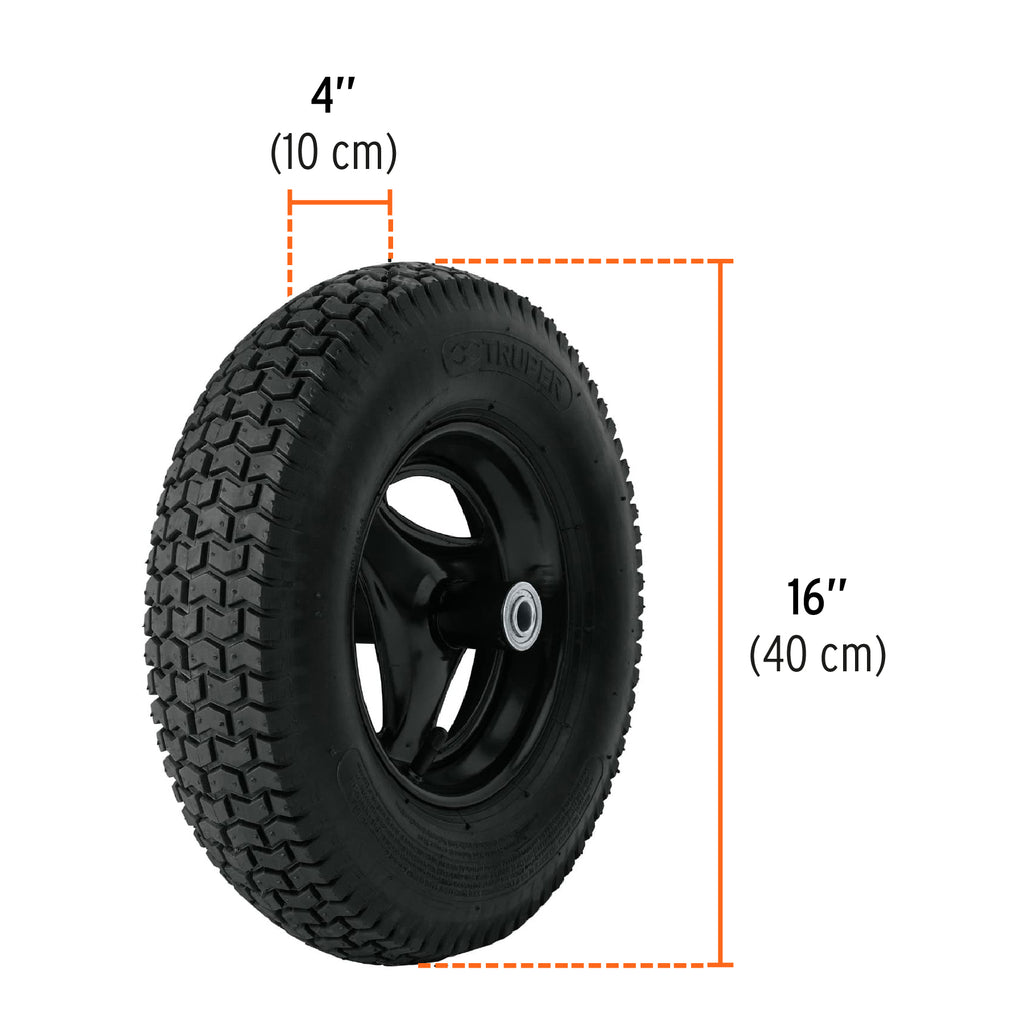 Carretilla 4.5 ft3 Neumática, naranja, TRUPER CAT-45ND (11740)