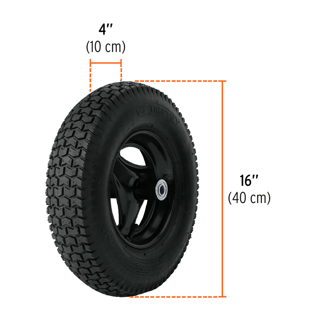 Carretilla 4.75 ft3 Neumática, verde, TRUPER CAT-55ND (11761)