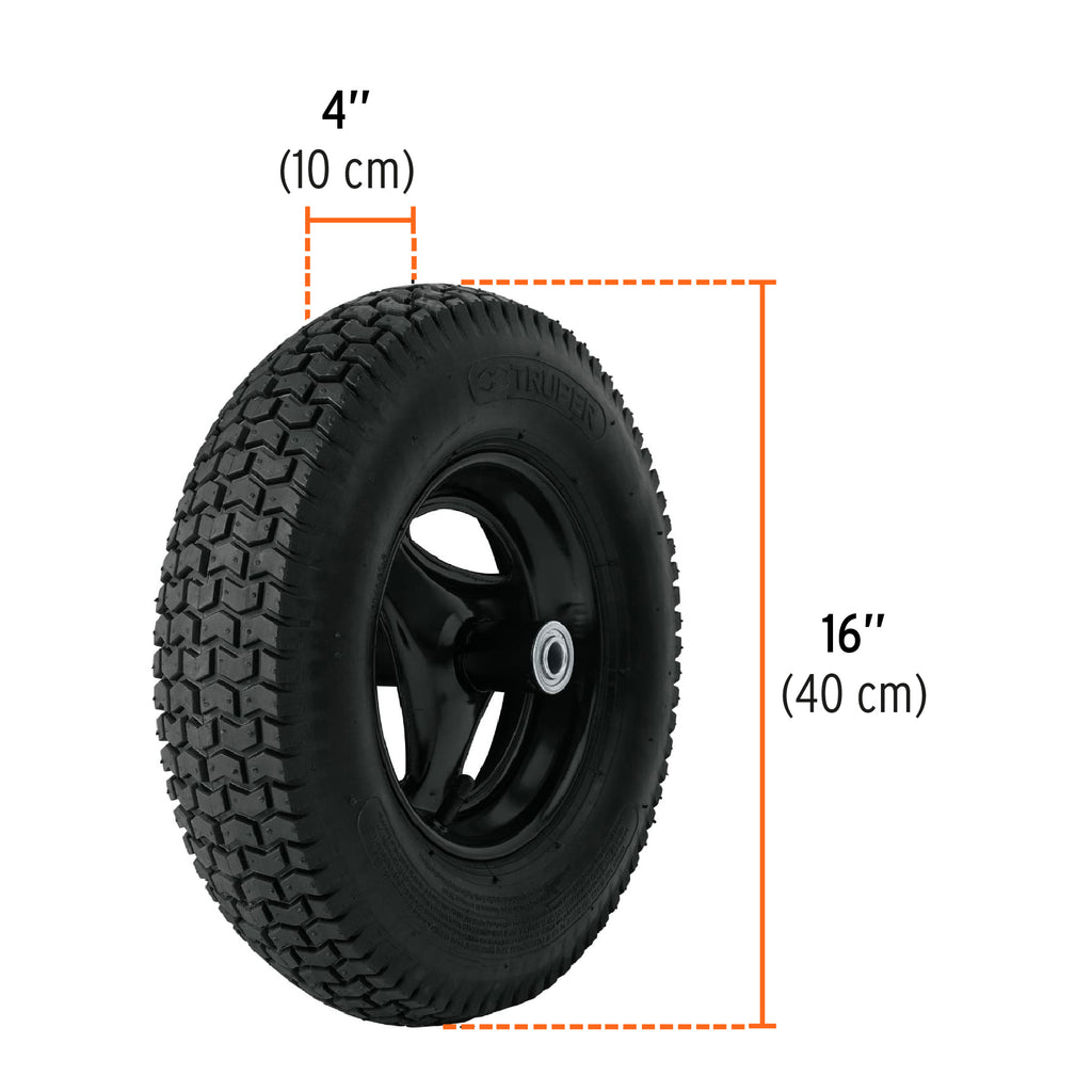 Carretilla concha plástica 6 ft3 Neumática, negra, TRUPER CAT-60PL (11777)