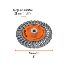 Cargar imagen en el visor de la galería, Cardas circulares, alambre trenzado, calibre 0.5 mm TRUPER CATR-6E (11597)