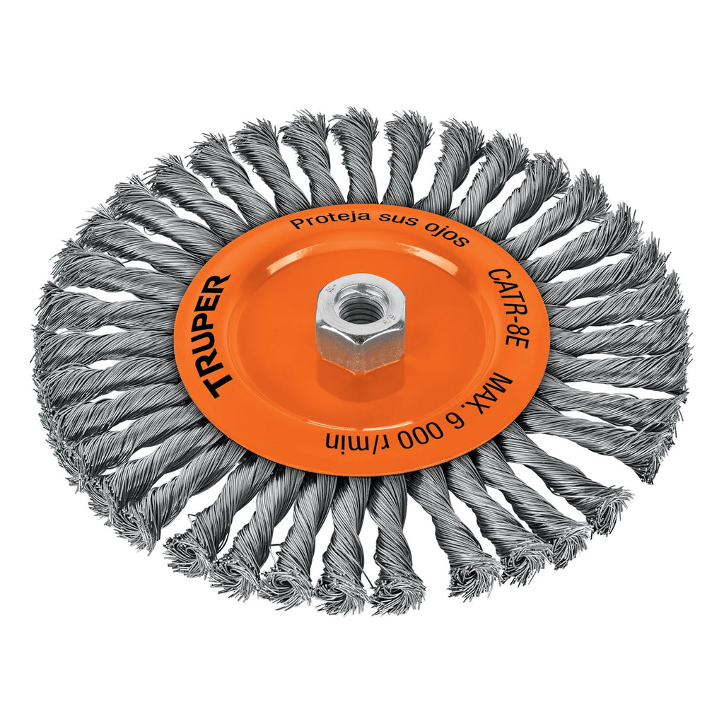 Carda circular 8" alambre trenzado, eje 5/8"-11, TRUPER CATR-8E (17528)