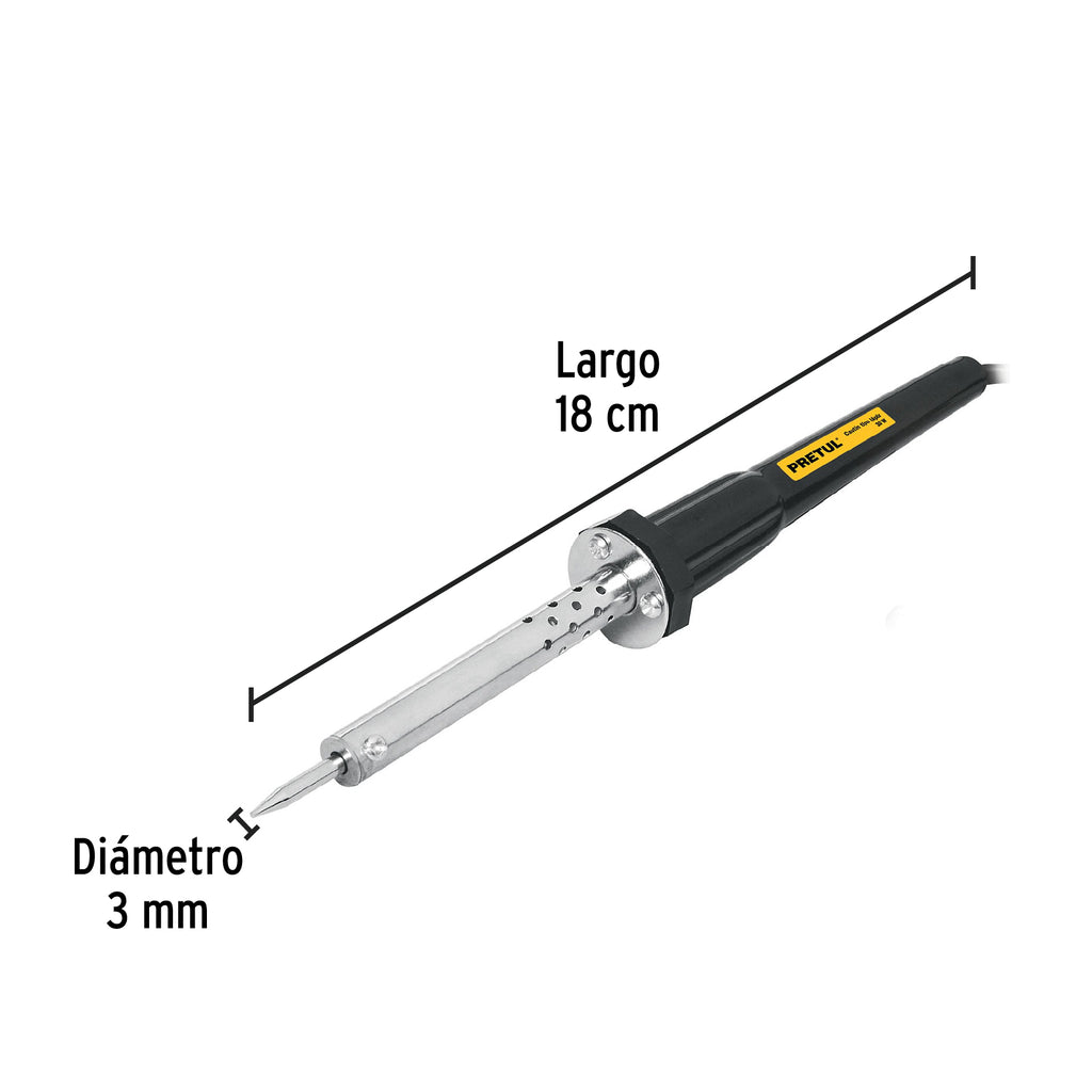 Cautín 30 W tipo lápiz con accesorios trabajo ligero, PRETUL CAU-30P (22805)