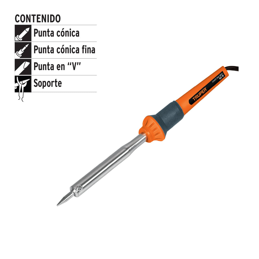 Cautín 60 W tipo lápiz para trabajo pesado, TRUPER CAU-60 (17547)