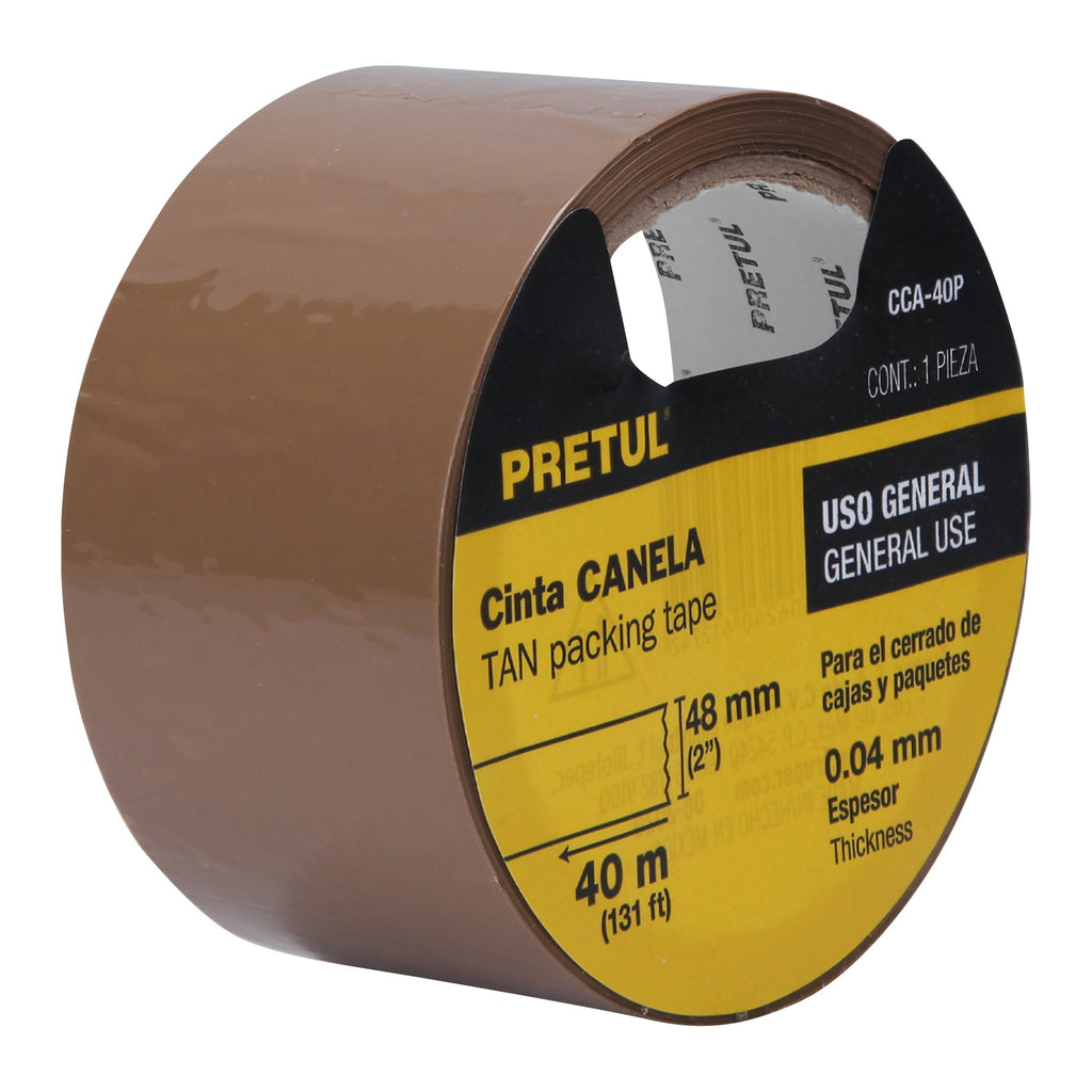 Cinta de empaque 48 mm x 40 m canela, PRETUL CCA-40P (20524)