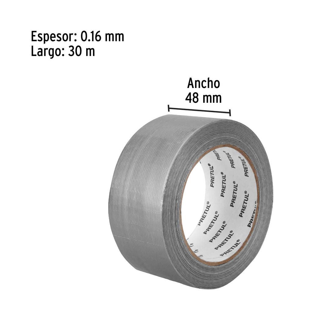 Cinta de 30 m para ducto, espesor 0.16 mm, PRETUL CDU-30P (20529)