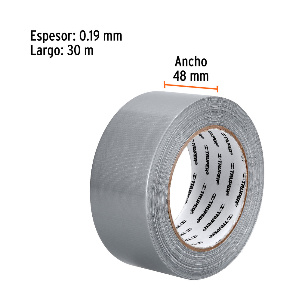 Cinta de 30 m para ducto, espesor 0.19 mm, temp. máx. 60°C TRUPER CDU-30X (12587)