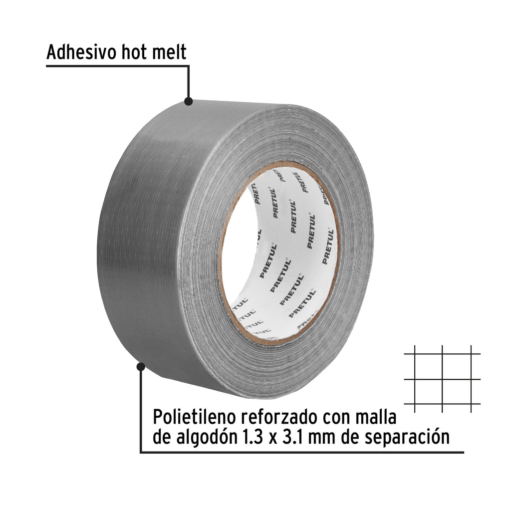 Cinta de 50 m para ducto, espesor 0.16 mm, PRETUL CDU-50P (20530)