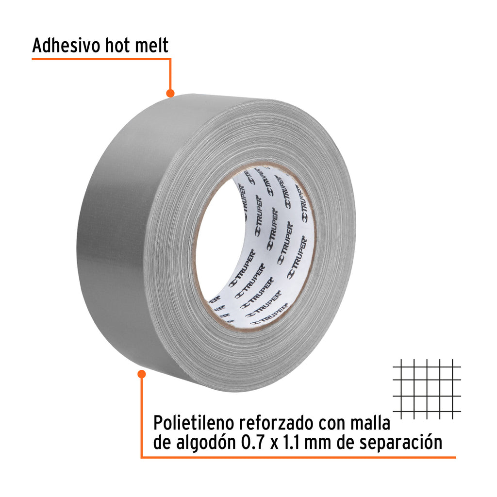 Cinta de 50 m para ducto, espesor 0.19 mm, temp. máx. 60°C TRUPER CDU-50X (12588)