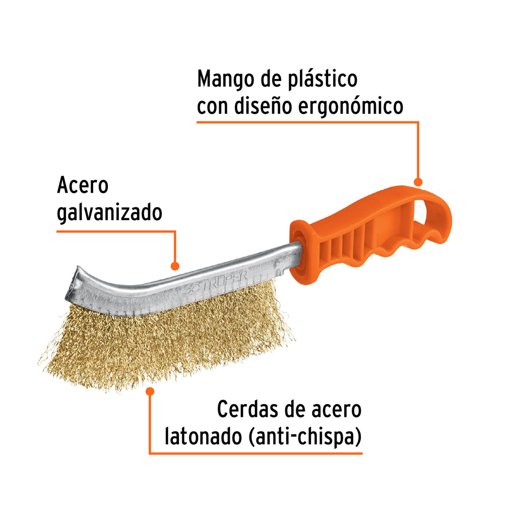 Cepillo curvo anti-chispa, alambre ondulado, TRUPER CEA-10 (11540)