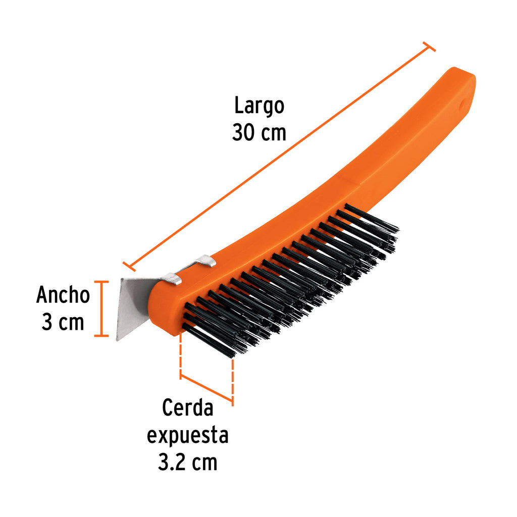 Cepillo de alambre 51 pinceles acero al carbono c/espátula TRUPER CEA-18E (11539)