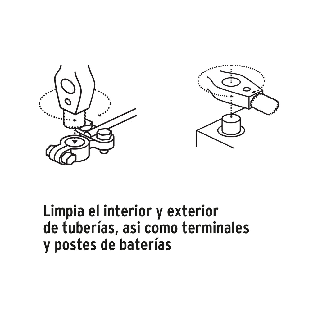 Cepillo limpiador de terminales de baterías, 4 en 1, TRUPER CEAL-4 (17110)