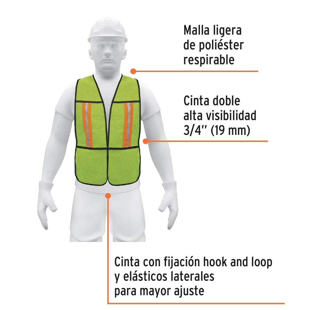 Chaleco de seguridad con cintas reflejantes, verde, PRETUL CHS-200V (21026)