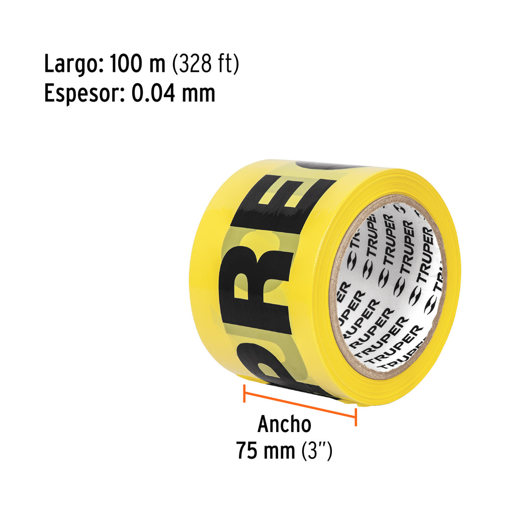 Rollo de 100 m de cinta delimitadora "Precaución", TRUPER CIDE-101 (12578)