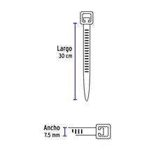 Cargar imagen en el visor de la galería, Cinchos plásticos 120 lb, 300 x 7.5 mm, bolsa con 10pz, VOLTECK CIN-12030 (48982)