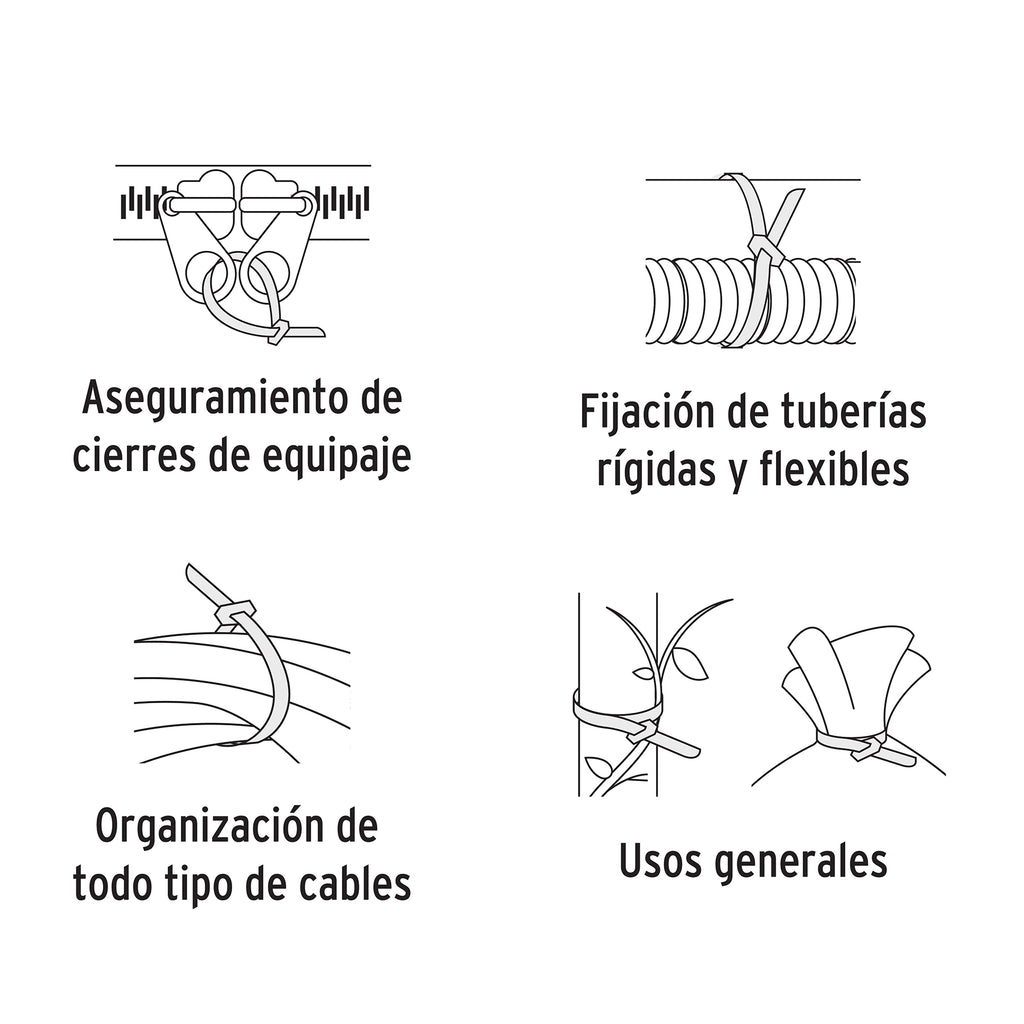 Cinchos plásticos 120 lb, 300 x 7.5 mm, bolsa con 10pz, VOLTECK CIN-12030 (48982)