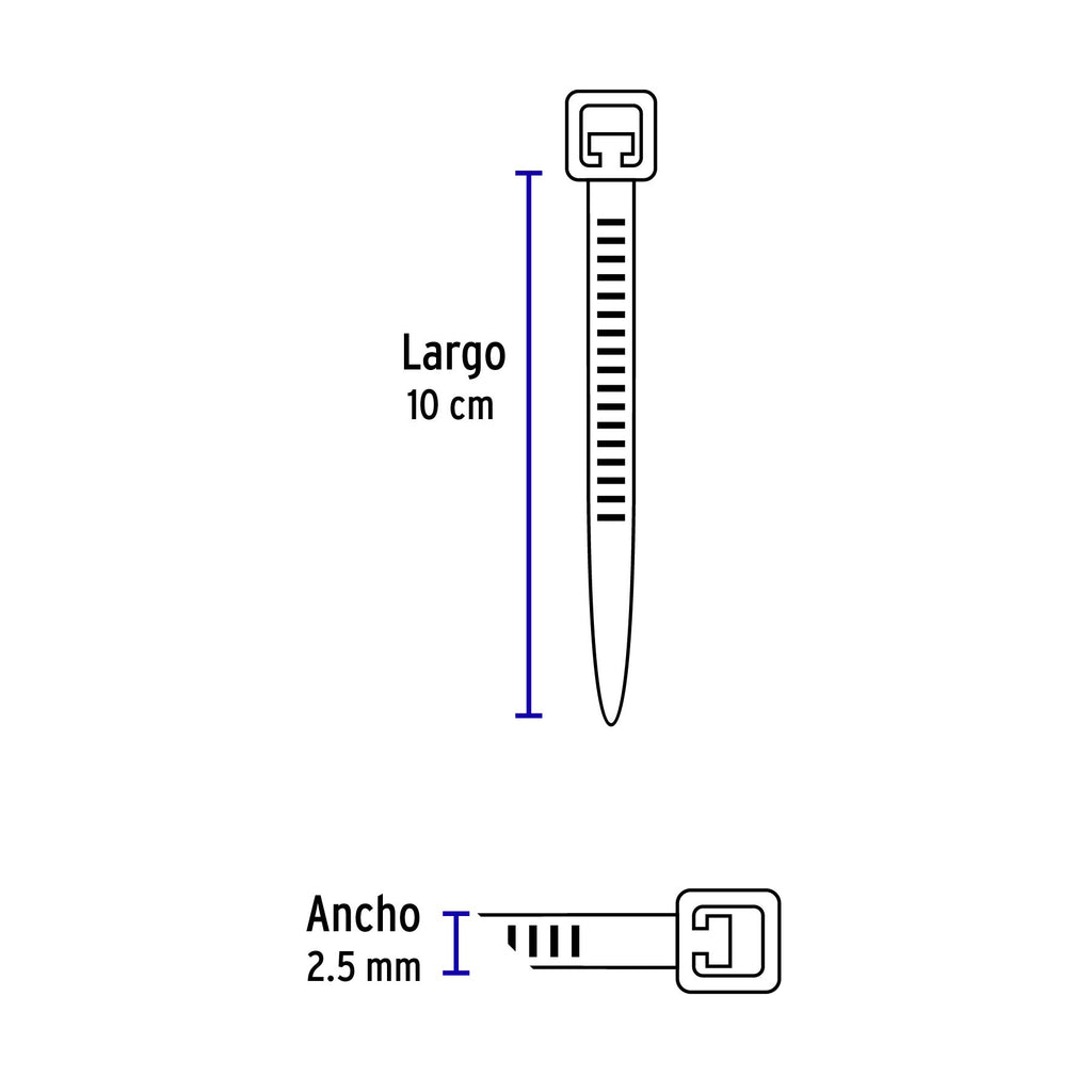 Cinchos plásticos 18 lb, 100 x 2.5 mm, rojos, bolsa con 100pz, VOLTECK CIN-1810R (41013)