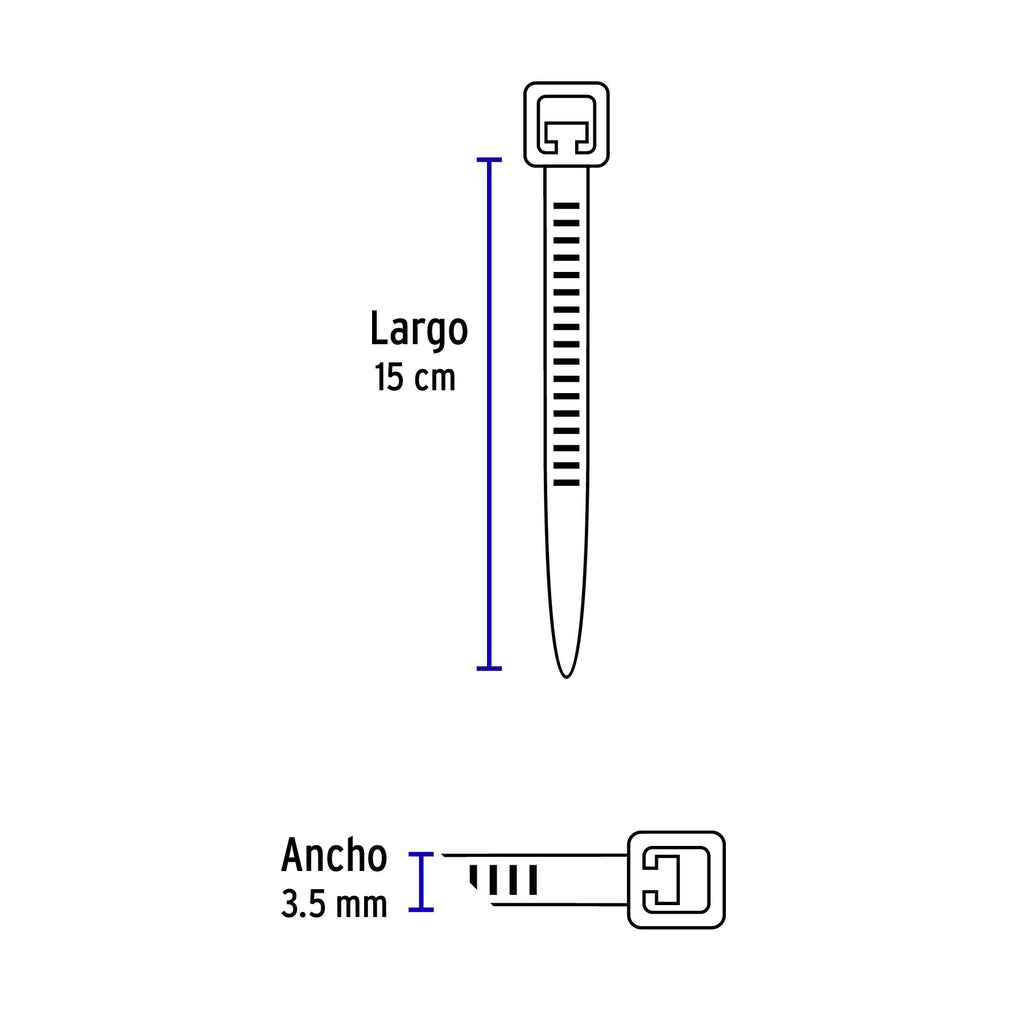 Cinchos plásticos 40 lb, 150 x 3.5 mm, rojos, bolsa con 50pz, VOLTECK CIN-4015R (41017)