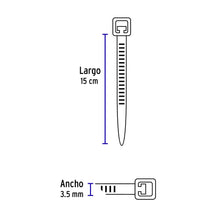 Cargar imagen en el visor de la galería, Cinchos plásticos 40 lb, 150 x 3.5 mm, rojos, bolsa con 50pz, VOLTECK CIN-4015R (41017)