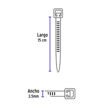 Cargar imagen en el visor de la galería, cinchos plásticos 40 lb, 150x3.5 mm, bolsa con 50pz, VOLTECK CIN-4015 (44303)