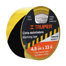 Cargar imagen en el visor de la galería, Rollo de 33 m de cinta delimitadora amarilla / negro, TRUPER CIPRE-33A (12597)