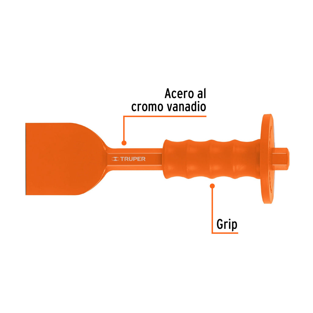 Cincel ladrillero 2-3/4 X 10" con grip, TRUPER CL-2-3/4X10G (12187)