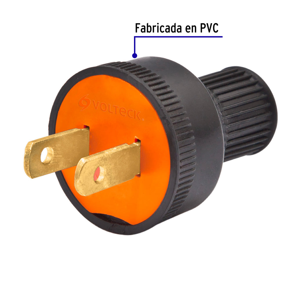 Clavijas no polarizadas redondas de PVC 2pz, VOLTECK CL-HR (46210)