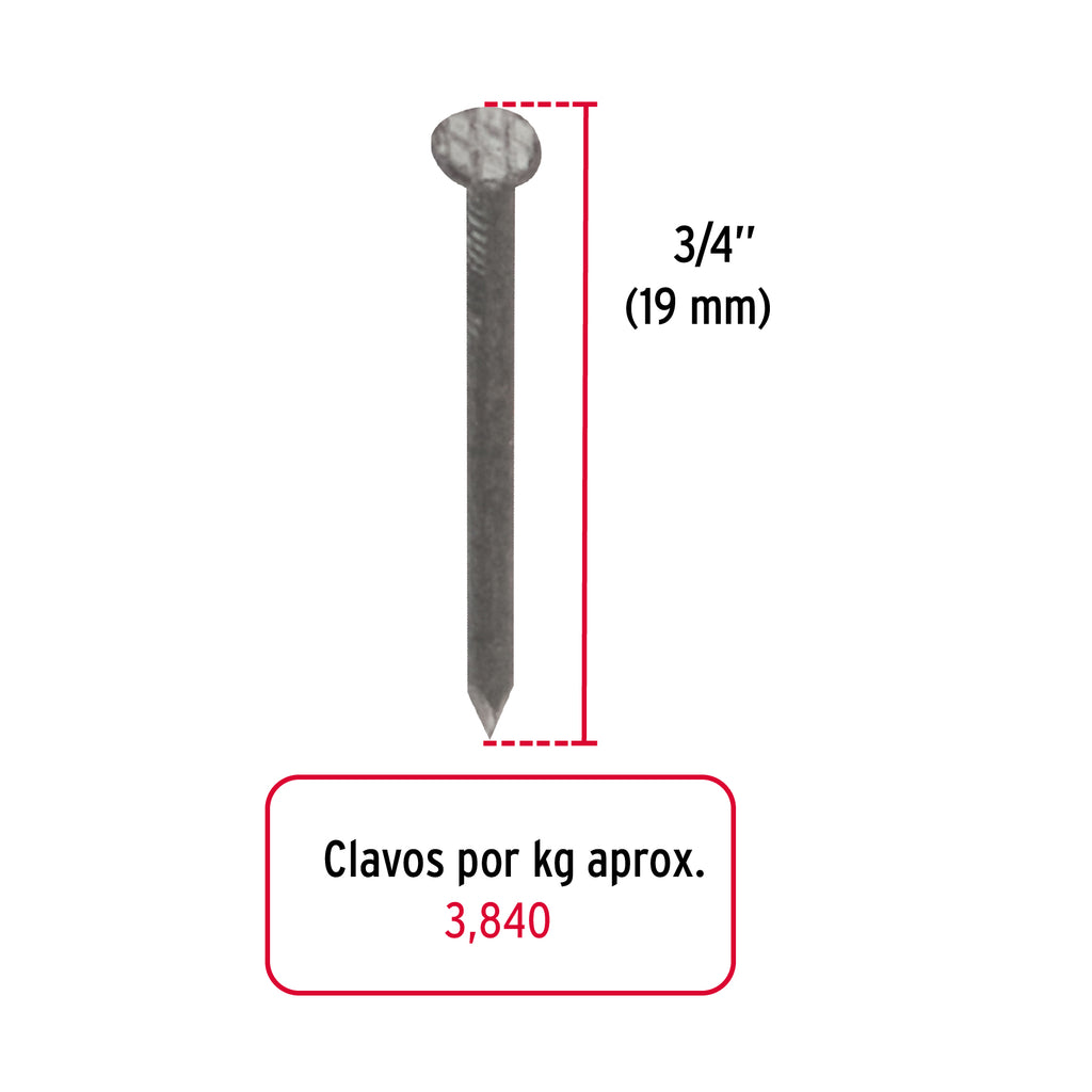 Clavos alfilerillos de 3/4" con cabeza bolsa con 1 kg FIERO CLA- 3/4 (44501)