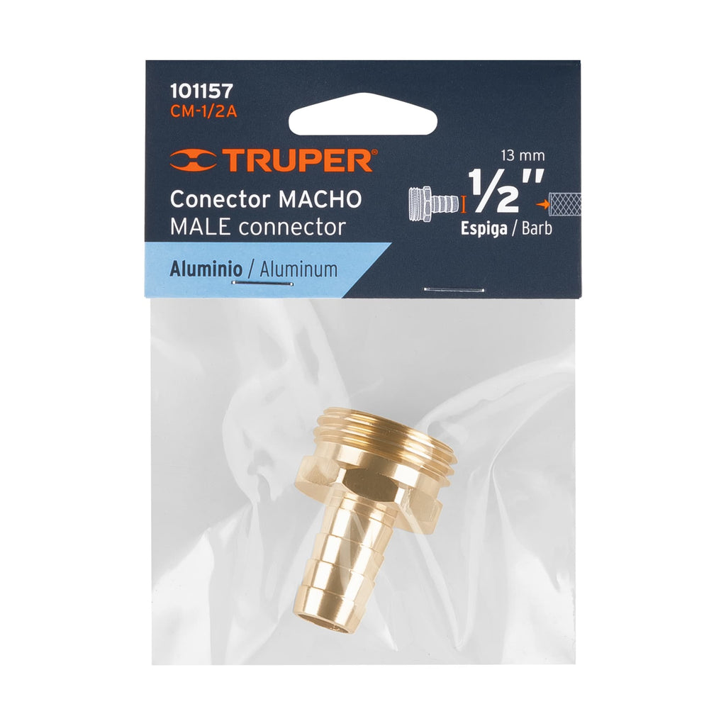 Conector 1/2" macho de aluminio, TRUPER CM-1/2A (101157)