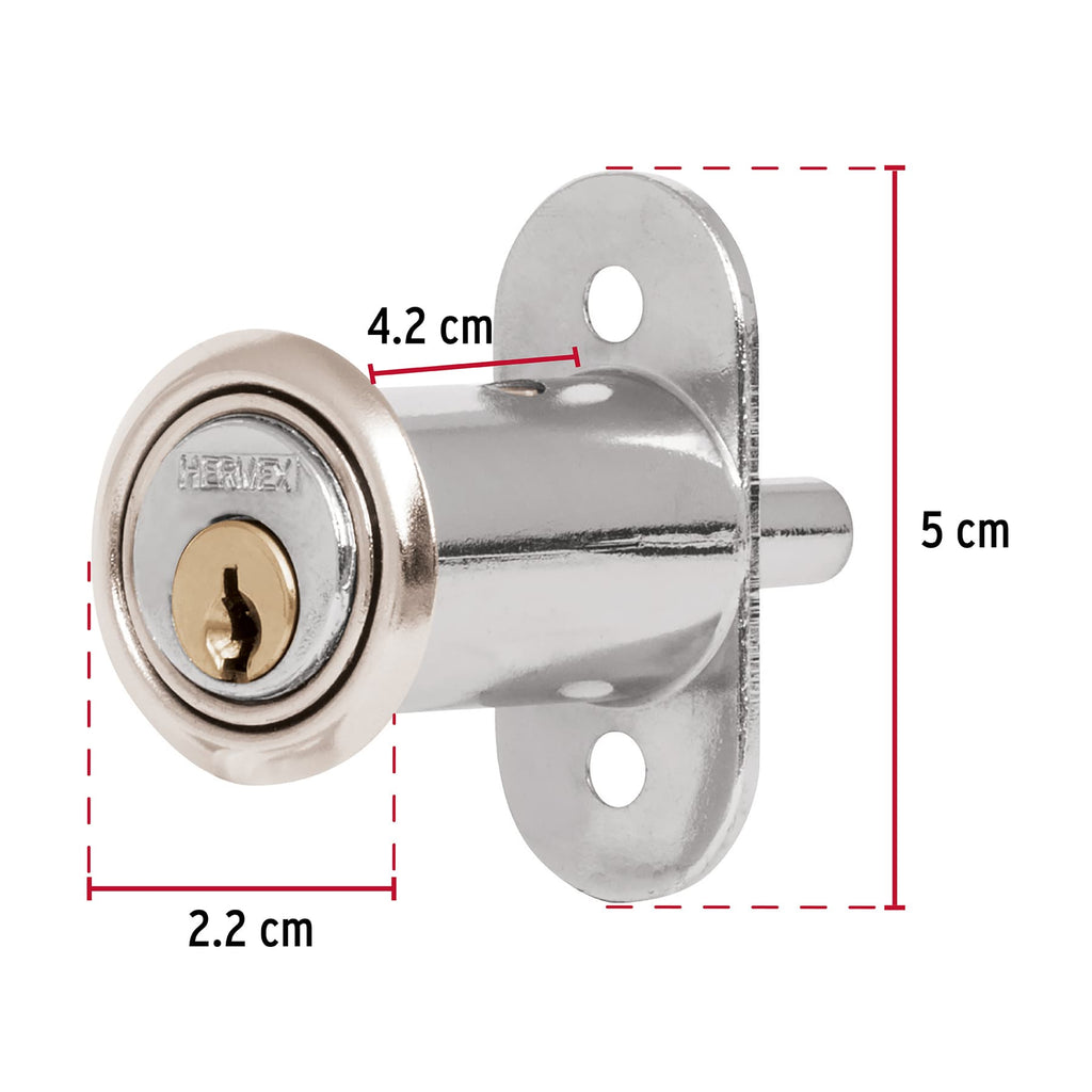 Cerradura para mueble, modelo 20, cromo, HERMEX CM-20C (43561)